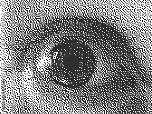 Fototapeta Geometric Abstract Decorative Human Open Eye Illustration In Pixel Art Style