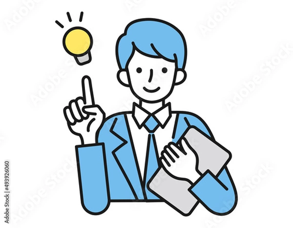 Fototapeta 提案・案内・発表をする男性　人物のポーズイラスト　白背景のイラスト　ベクターのデザイン要素