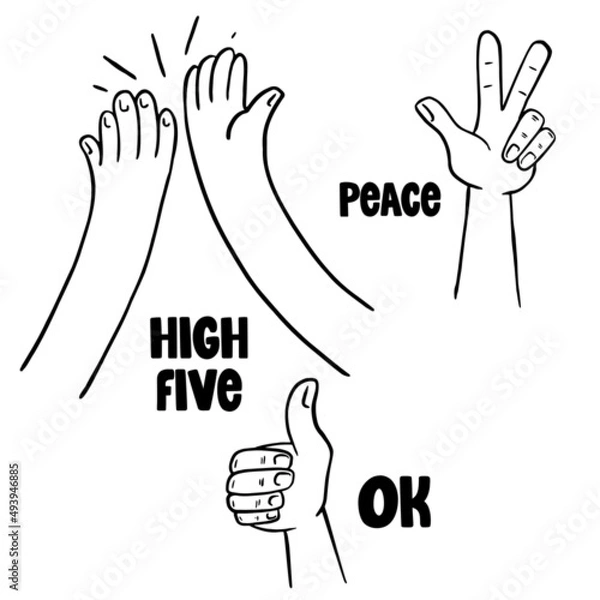 Obraz Hand drawn hand gestures. Vector illustration.