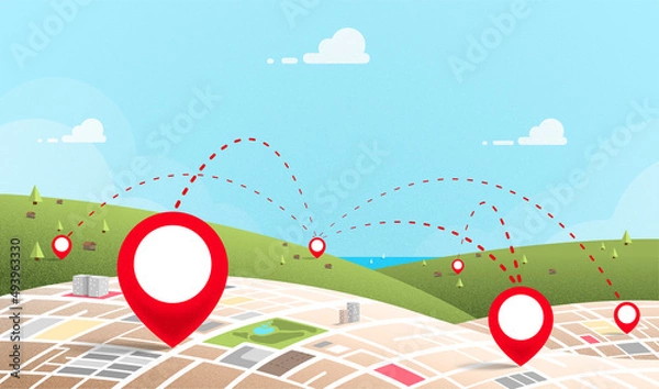 Fototapeta gps navigation showing in the city and outlying districts