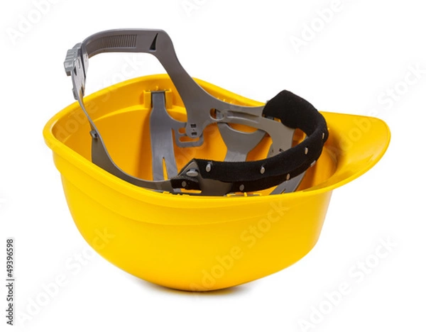 Obraz żółty kask do góry nogami