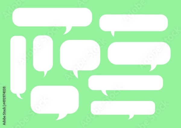 Obraz Set of speak bubble text, chatting box, message box outline cartoon vector illustration design. Balloon doodle style of thinking sign symbol on brown color background.