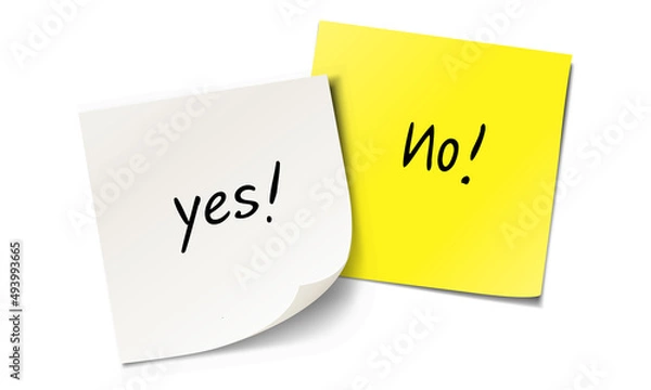 Fototapeta Overlapping Paper Notes with handwritten Yes and No
