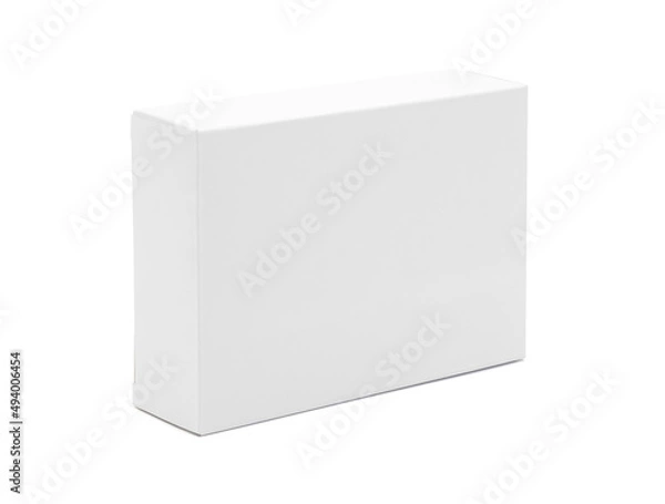 Fototapeta White cardboard box isolated on white background with clipping path. Suitable for packaging.
