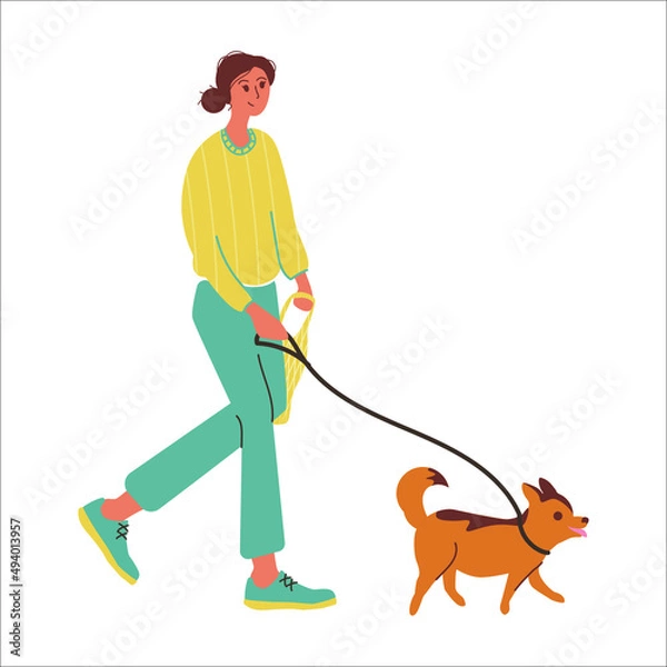 Obraz person walking dog