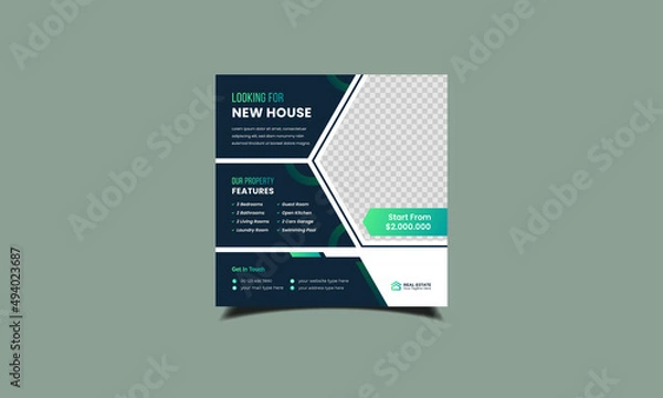 Fototapeta Real estate  social media post banner design template, web banner design