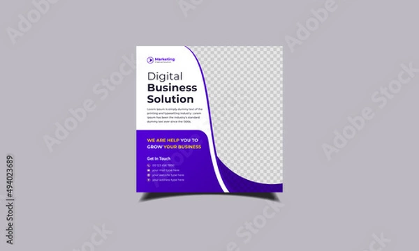Obraz Digital marketing agency minimal square banner template, social media banner design, square banner design, agency banner design, social media template design, socail media post design