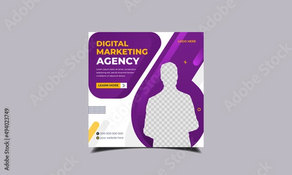 Obraz Digital marketing agency minimal square banner template, social media banner design, square banner design, agency banner design, social media template design, socail media post design