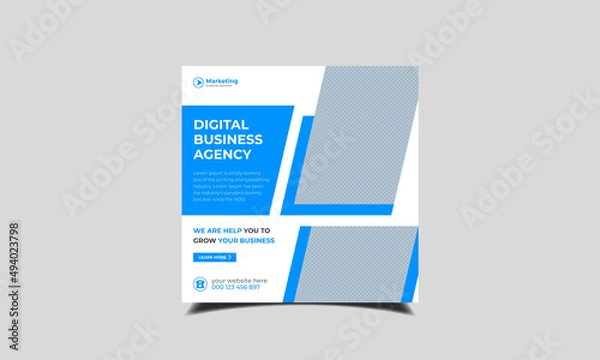 Obraz Digital marketing agency minimal square banner template, social media banner design, square banner design, agency banner design, social media template design, socail media post design