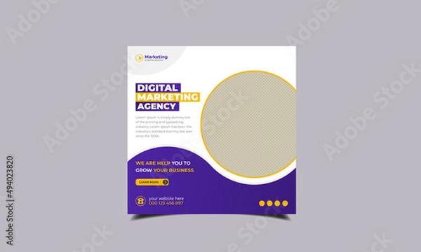 Obraz Digital marketing agency minimal square banner template, social media banner design, square banner design, agency banner design, social media template design, socail media post design