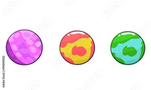 Fototapeta Cartoon planets. Astronomical planet Sets. Astronomy vector icons set
