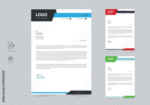 Obraz Professional modern Letterhead template set