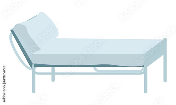 Fototapeta Medical exam table semi flat color vector object. Full sized item on white. Hospital table. Furniture for health care facility simple cartoon style illustration for web graphic design and animation