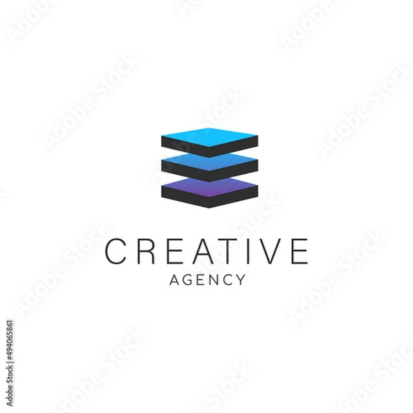 Obraz Global technology - abstract geometric logo template.