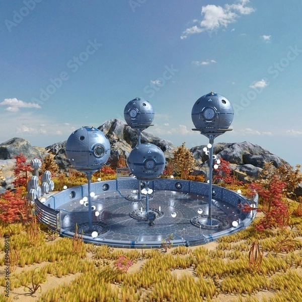 Obraz 3D-illustration of an alien coty somewhere in space