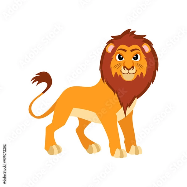 Obraz Isolated african lion animated animals jungle vector illustration