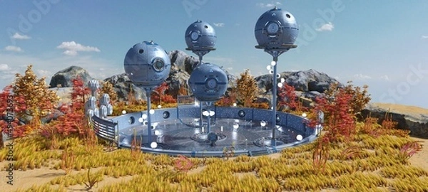 Obraz 3D-illustration of an alien coty somewhere in space