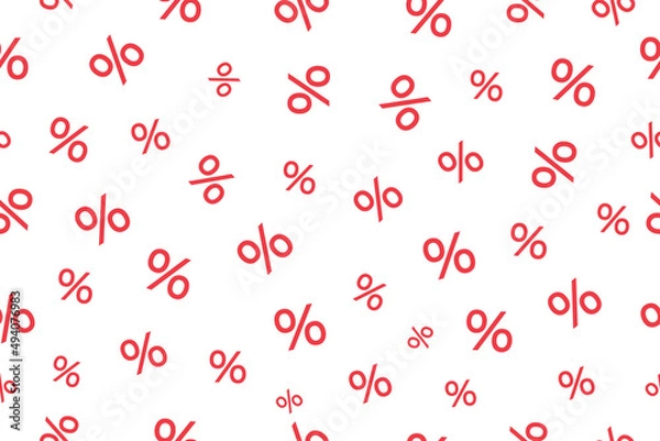 Fototapeta Percent pattern background. Percentage seamless pattern. background for discount, sale and price. Wallpaper for shop, tax and offer. Promotion texture for business, commerce. Vector