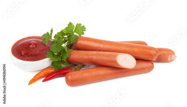 Fototapeta Fresh sausages isolated