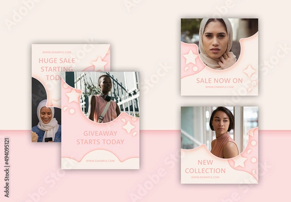 Fototapeta Social Media Set with Soft Graphic Elements