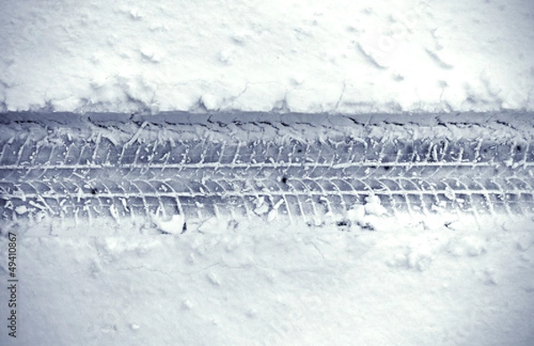 Obraz Detail of car’s tire track in snow