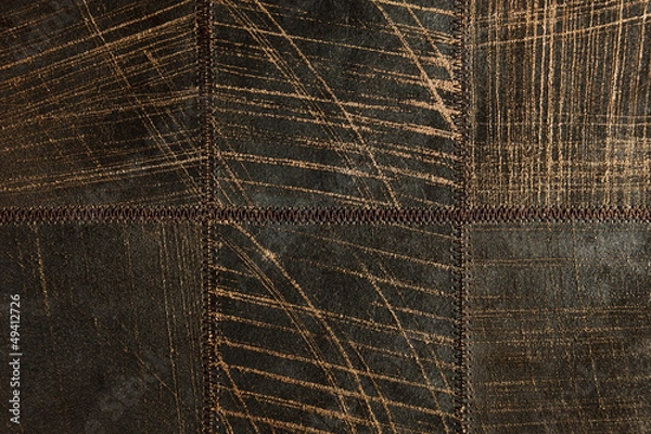 Obraz Dark brown real leather patchwork
