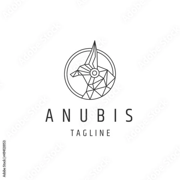 Obraz Anubis line logo icon design template flat vector