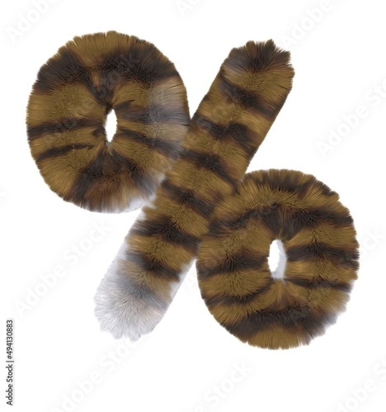 Obraz Brown Tabby Cat Themed Font Percent Sign