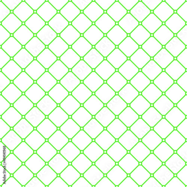 Fototapeta White square tile and green edge pattern. Floor tile pattern. Green diagonal lines on white background. 45 degree green lines.