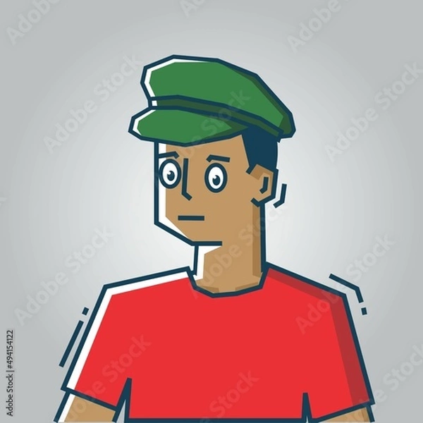 Obraz Square face Character in stiff art style illustration