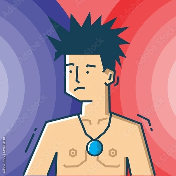 Obraz Square face Character in stiff art style illustration