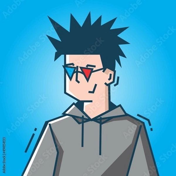 Obraz Square face Character in stiff art style illustration