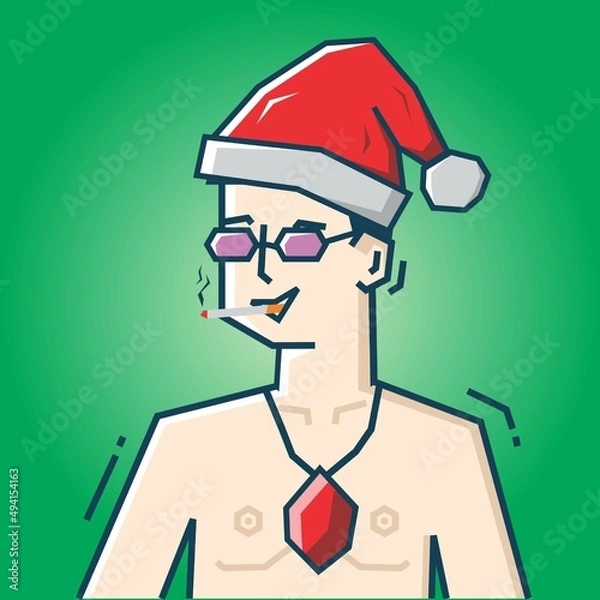 Fototapeta Square face Character in stiff art style illustration