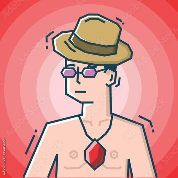 Obraz Square face Character in stiff art style illustration