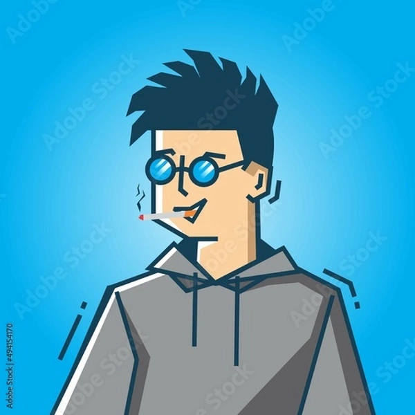 Obraz Square face Character in stiff art style illustration
