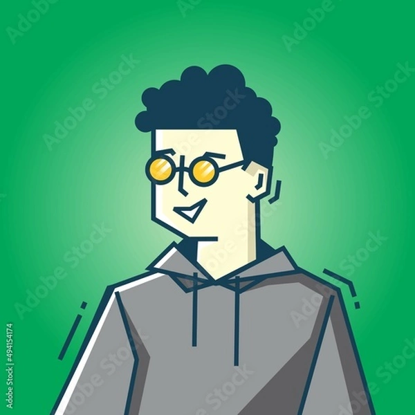 Obraz Square face Character in stiff art style illustration