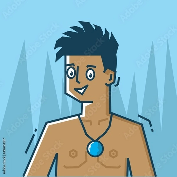 Obraz Square face Character in stiff art style illustration