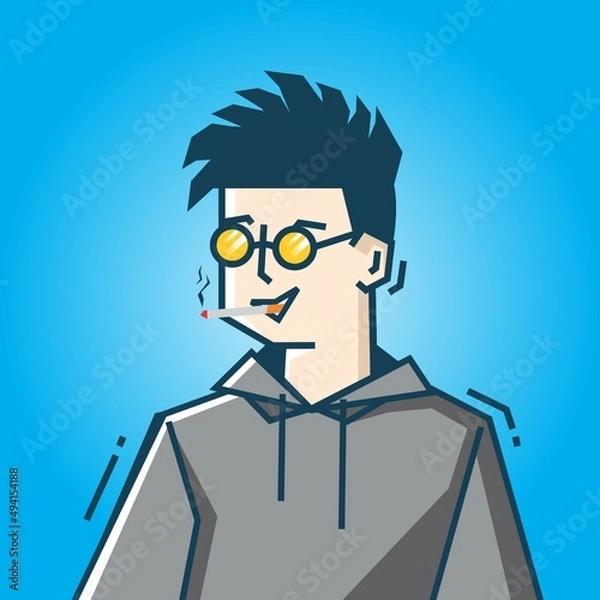 Obraz Square face Character in stiff art style illustration