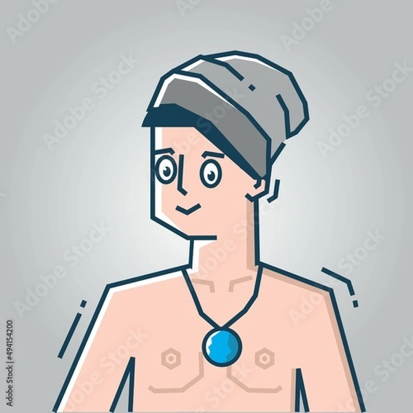 Obraz Square face Character in stiff art style illustration