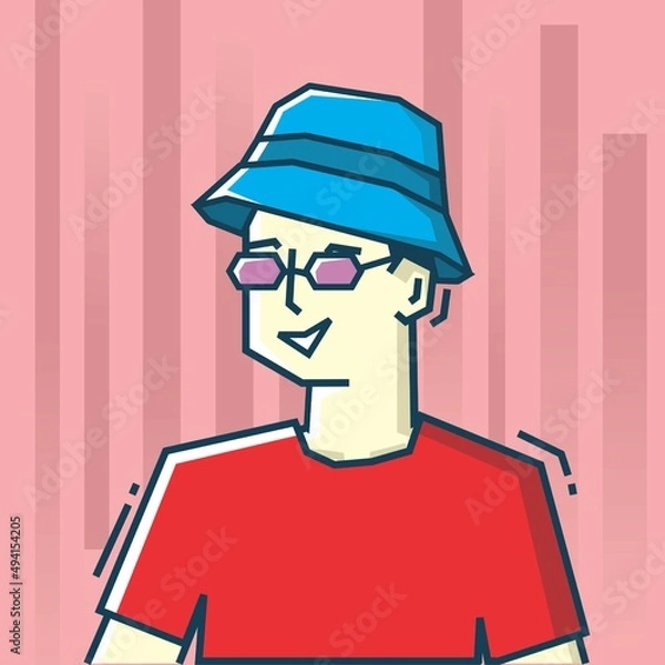 Obraz Square face Character in stiff art style illustration