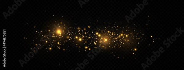 Obraz Beautiful sparks shine with special light. The dust sparks and golden stars shine with special light. Christmas Abstract stylish light effect.