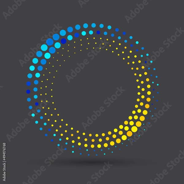 Fototapeta Abstract dotted vector background. Halftone effect. Circle dotted background or icon. Yin and yang style.