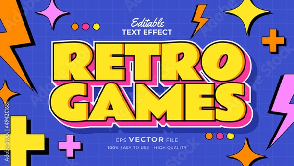 Fototapeta Editable text style effect - retro old school cartoon text in groovy style theme
