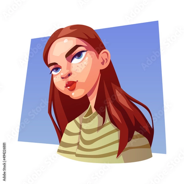 Obraz Portrait of a woman. The girl's head. Avatar for a social network. Vector illustration