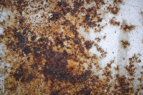 Obraz Rusty metal wall, old iron sheet covered with rust