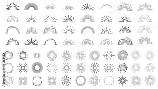 Obraz Sun rays icon, shine and burst line