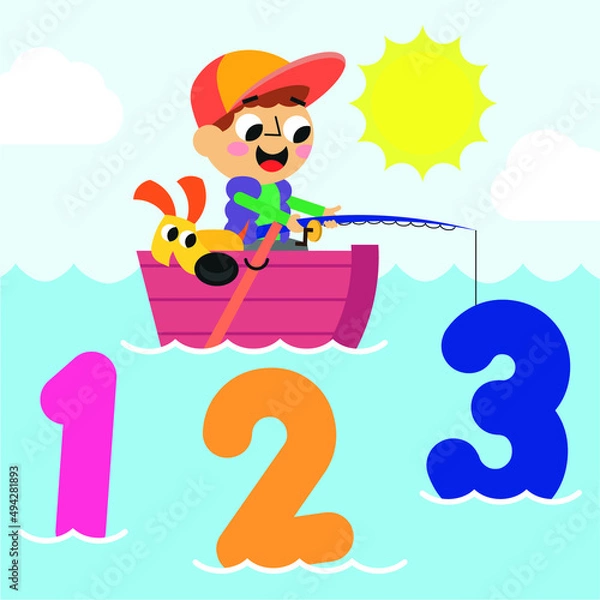 Obraz Vector, drawing on numbers for children