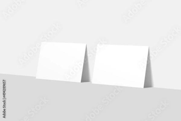 Obraz Realistic blank postcard illustration mockup on white backgrounds