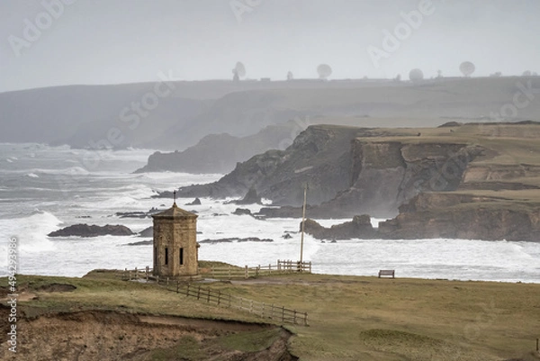 Fototapeta Compass Point in Bude in the Storm