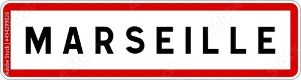 Fototapeta Panneau entrée ville agglomération Marseille / Town entrance sign Marseille